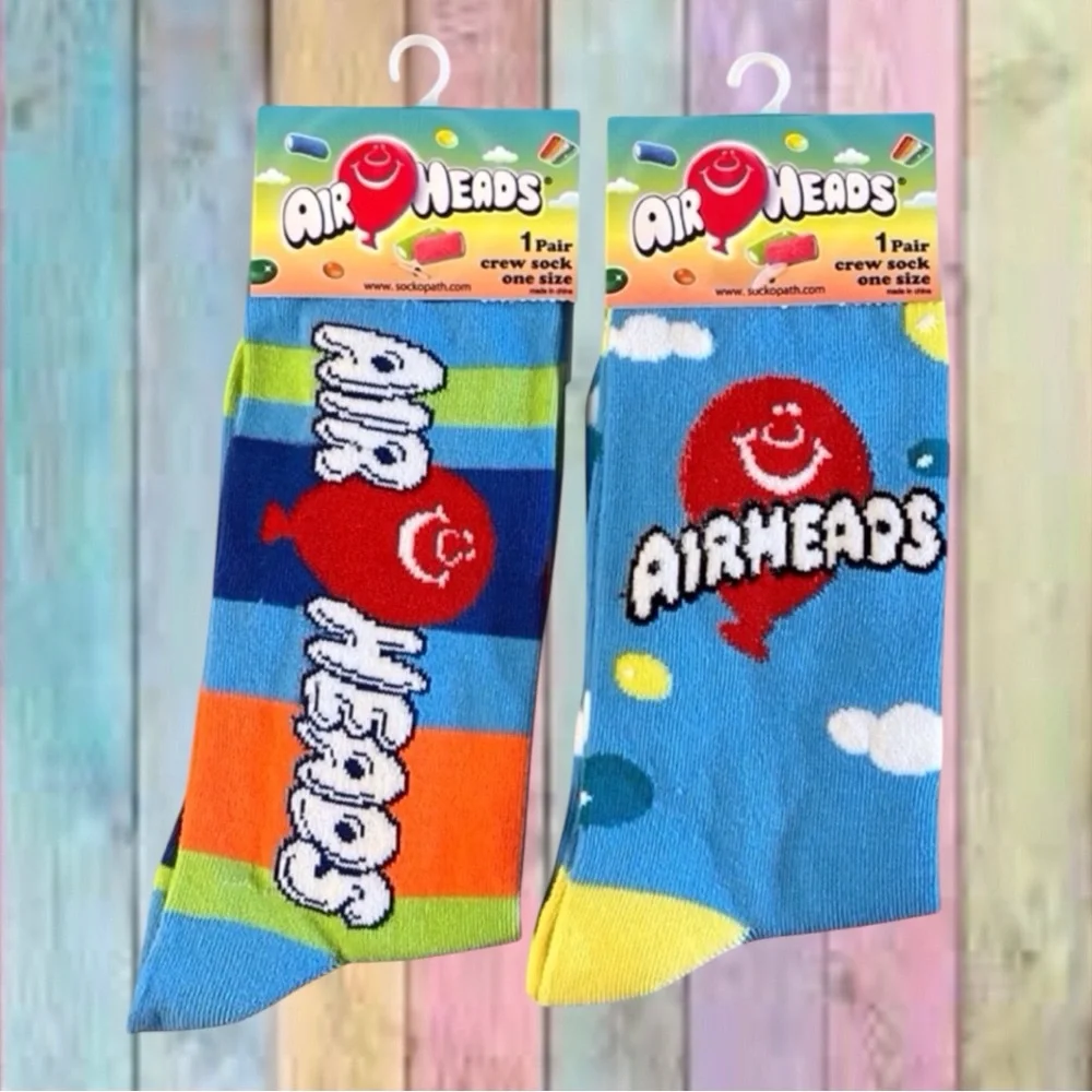Airheads Logo Graphic Unisex 2 Pair Crew Socks NWT